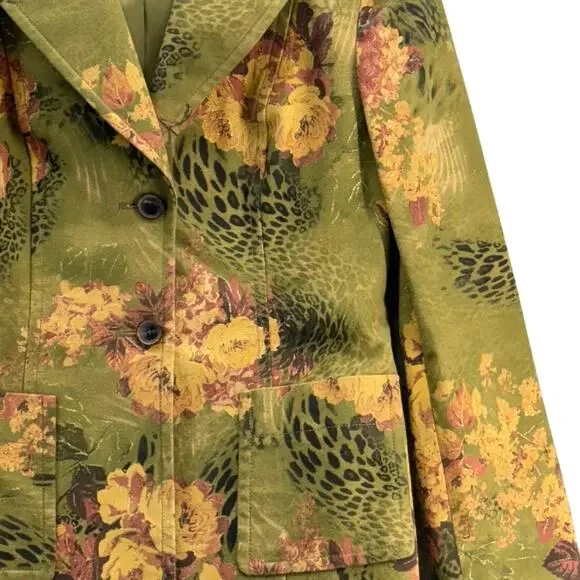 Doncaster Vintage Tapestry Green Pink Floral Animal Jungle Blazer Jacket Women 4 - Picture 5 of 10